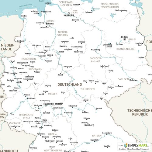 Vektor-Landkarte Deutschland mit Bundesländern (JPG, PDF, AI) - Detailansicht