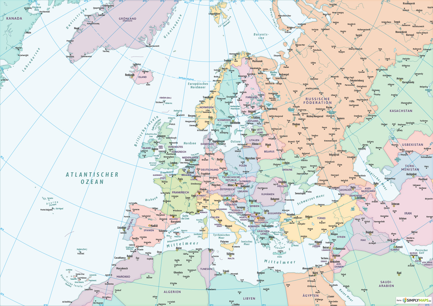 Europakarte Politisch Vektor Download Ai Pdf Simplymaps De