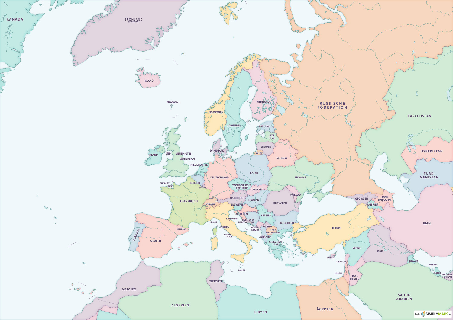 Vektor-Landkarte Europa Politisch (JPG, PDF, AI) - Staaten.