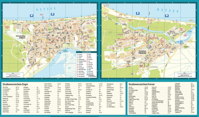 Stadtplan Faltplan erstellen lassen mit Anzeigen und Straßenregister. Layout, Kartografie und Druck.