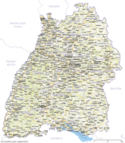 Baden-Württemberg Karte mit Landkreisen und Bezirken Gesamt - Verkehrsnetz / Straßen. Kostenloses JPG. PDF zum ausdrucken. Editierbare Vektorgrafik mit Ebenen (Illustrator- und SVG-Datei).