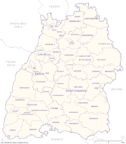 Baden-Württemberg Karte mit Landkreisen - Grenzen mit Kreisen und Bundesland. Kostenloses JPG. PDF zum ausdrucken. Editierbare Vektorgrafik mit Ebenen (Illustrator- und SVG-Datei).