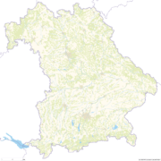 Bayern Karte mit Landkreisen - Wälder, Siedlungsflächen, Gewässer. Kostenloses JPG. PDF zum ausdrucken. Editierbare Vektorgrafik mit Ebenen (Illustrator- und SVG-Datei).