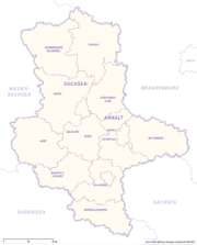 Sachsen-Anhalt Karte mit Landkreisen - Grenzen mit Kreisen und Bundesland. Kostenloses JPG. PDF zum ausdrucken. Editierbare Vektorgrafik mit Ebenen (Illustrator- und SVG-Datei).