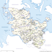 Schleswig-Holstein Karte mit Landkreisen - Beschriftete Städte und Ortschaften. Kostenloses JPG. PDF zum ausdrucken. Editierbare Vektorgrafik mit Ebenen (Illustrator- und SVG-Datei).