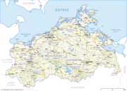 Mecklenburg-Vorpommern Karte mit Landkreisen - Komplett mit Städten, Orten und Verkehrsnetz. Kostenloses JPG. PDF zum ausdrucken. Editierbare Vektorgrafik mit Ebenen (Illustrator- und SVG-Datei).