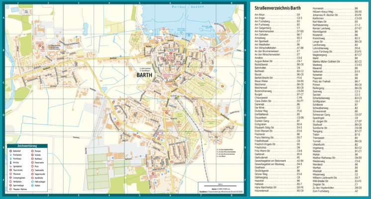 Stadtplan Ortsplan Gemeinde Barth mit Straßenverzeichnis. Stadtplan erstellen lassen für Faltplan.