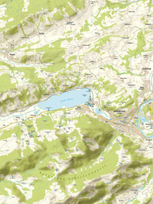 Wanderkarte Freizeitkarte Region Immenstadt Großer Alpsee Oberstaufen mit Höhenlinien und Geländeschummerung