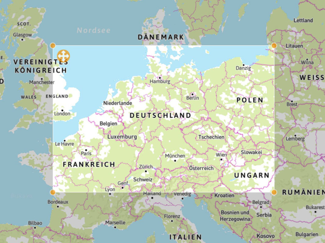 Eigenen Kartenausschnitt wählen. Im Vektorformat, bearbeitbar, mit Ebenen, für den Druck.