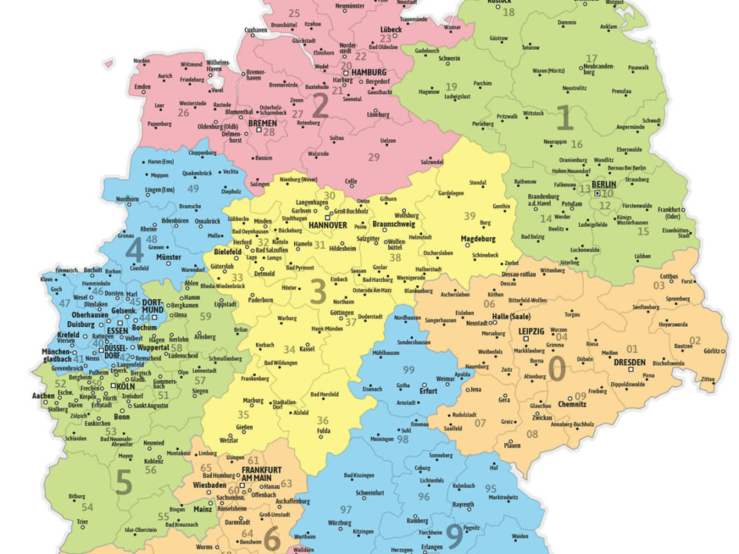 PLZ Postleitzahlen-Gebiete Karte Wandkarte erstellen und drucken lassen