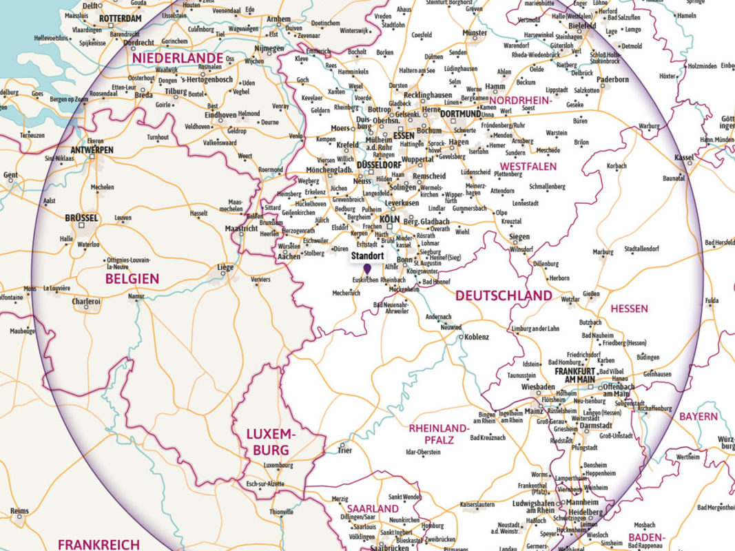 Karte mit Standorten Pinnadeln erstellen und drucken lassen Wandkarte