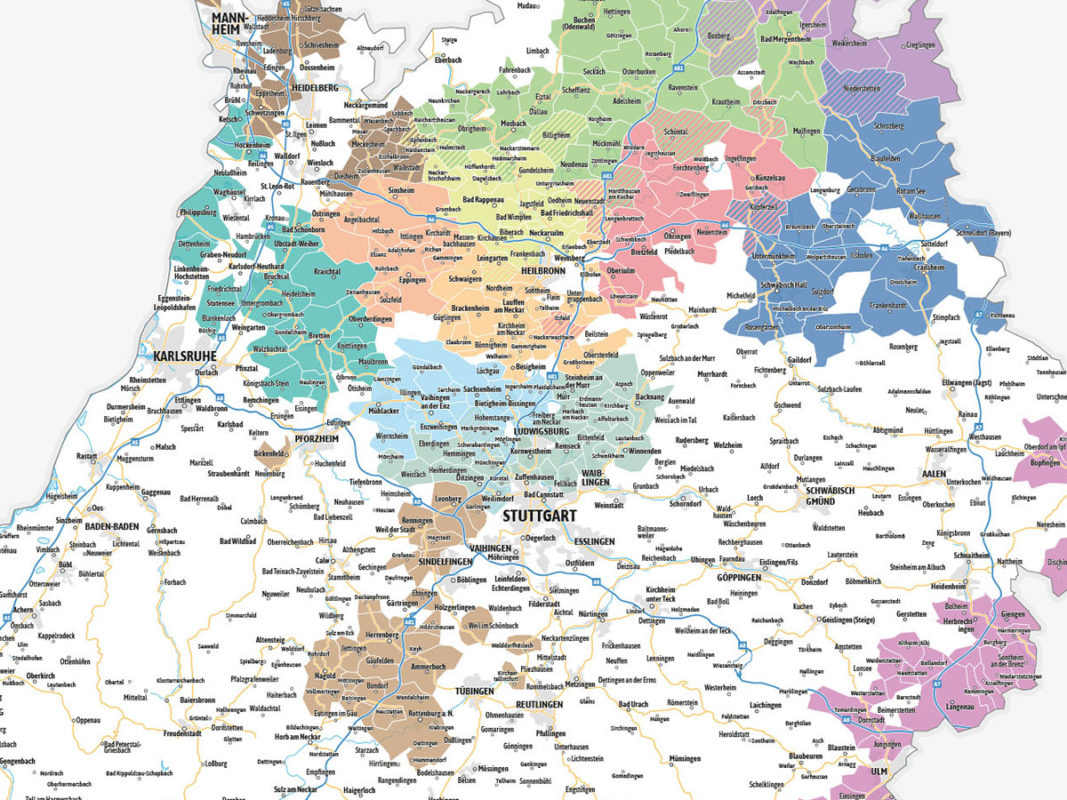 Vertriebskarten Vertriebsgebiet als Wandkarte erstellen drucken lassen