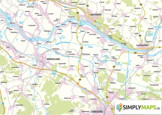 Regiokarte Landkreis Lüneburg PDF erstellen oder drucken lassen