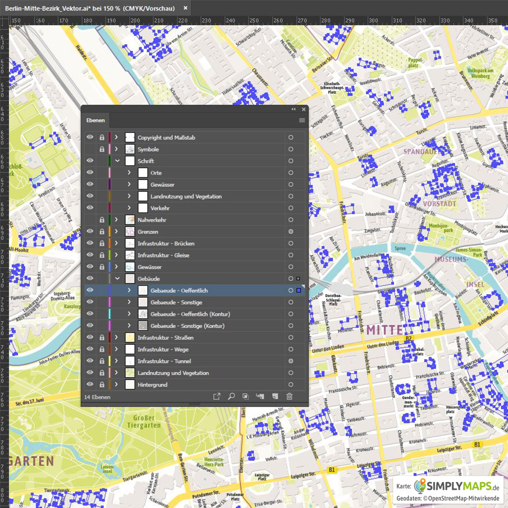 Stadtplan Berlin Mitte Vektor Download Ai Pdf Simplymaps De