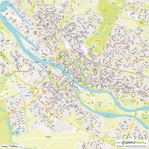 Vektor-Stadtplan Bremen Zentrum (JPG, PDF, AI) - Gesamter Ausschnitt