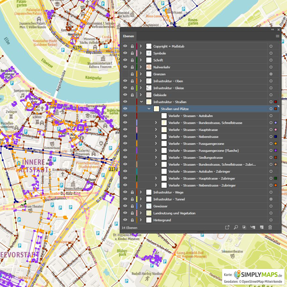 Stadtplan Dresden Vektor Download Illustrator Pdf Simplymaps De