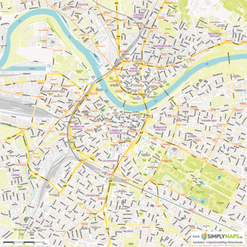 Vektor-Stadtplan Dresden (JPG, PDF, AI) - Gesamter Ausschnitt