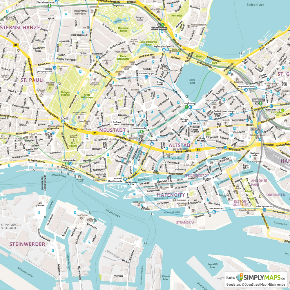 Stadtplan Hamburg Vektor Download Illustrator Pdf Simplymaps De