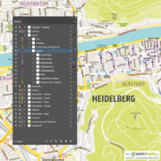 Vektor-Stadtplan Heidelberg (JPG, PDF, AI) - Illustrator-Ebenen