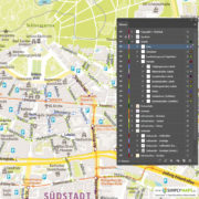 Vektor-Stadtplan Karlsruhe (JPG, PDF, AI) - Illustrator-Ebenen