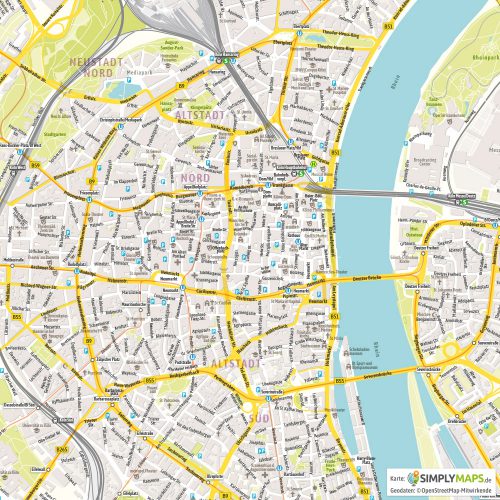 Vektor-Stadtplan Köln Zentrum (JPG, PDF, AI) - Detailansicht