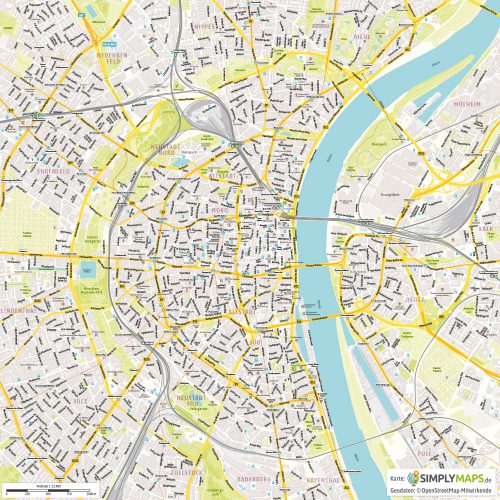 Vektor-Stadtplan Köln Zentrum (JPG, PDF, AI) - Gesamter Ausschnitt