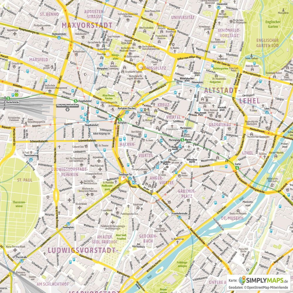 karte innenstadt münchen Stadtplan Munchen Vektor Download Illustrator Pdf Simplymaps De karte innenstadt münchen