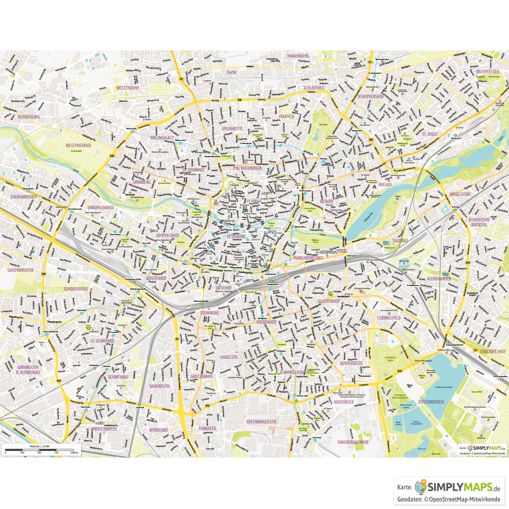 Stadtplan Nurnberg Vektor Download Ai Pdf Jpg Simplymaps De