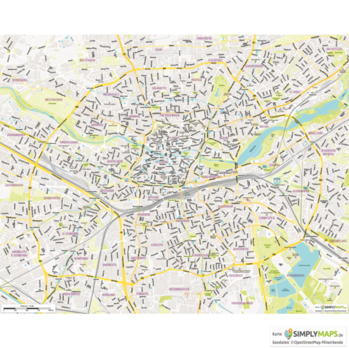 Vektor-Stadtplan Nürnberg (JPG, PDF, AI) - Gesamter Ausschnitt