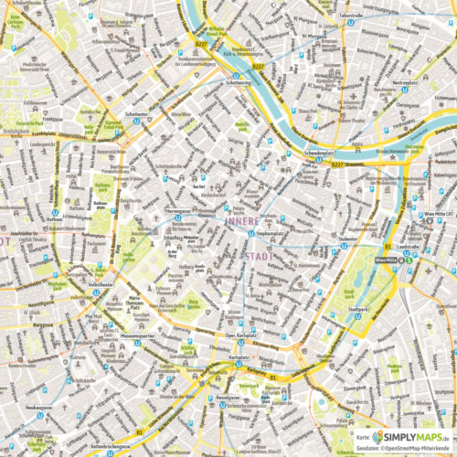 Vektor-Stadtplan Wien (JPG, PDF, AI) - Detailansicht
