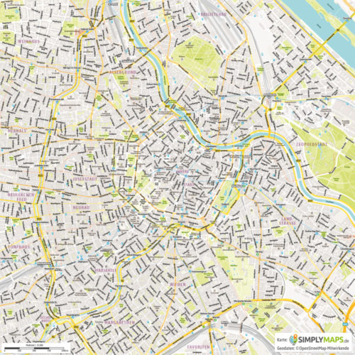 Vektor-Stadtplan Wien (JPG, PDF, AI) - Gesamter Ausschnitt