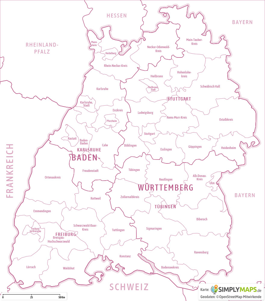 Politische / Administrative Karte Baden-WÃ¼rttemberg - Vektor Download (JPG,...