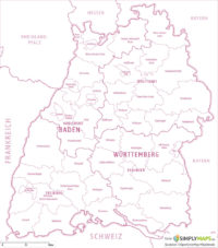 Politische / Administrative Karte Baden-Württemberg - Vektor Download (JPG, PDF, AI) - Bezirke und Landkreise