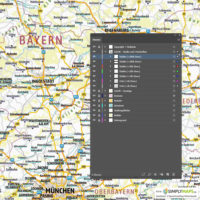 Landkarte / Straßenkarte Bayern - Vektor Download (AI,PDF, JPG) - Illustrator Ebenen