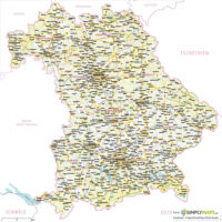 Landkarte / Straßenkarte Bayern - Vektor Download (AI,PDF, JPG) - Gesamter Ausschnitt
