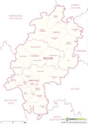 Politische / Administrative Karte Hessen- Vektor Download (JPG, PDF, AI) - Bezirke und Landkreise