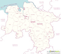 Politische / Administrative Karte Niedersachsen und Bremen - Vektor Download (JPG, PDF, AI) - Länder und Landkreise