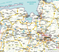 Landkarte / Straßenkarte Niedersachsen und Bremen - Vektor Download (AI,PDF, JPG) - Detailansicht