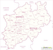 Politische / Administrative Karte Nordrhein-Westfalen - Vektor Download (JPG, PDF, AI) - Bezirke und Landkreise