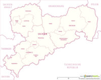 Politische / Administrative Karte Sachsen - Vektor Download (JPG,PDF,AI) - Bezirke und Landkreise
