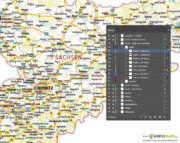 Landkarte / Straßenkarte Sachsen - Vektor Download (AI,PDF,JPG) - Illustrator-Ebenen