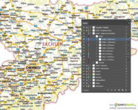 Landkarte / Straßenkarte Sachsen - Vektor Download (AI,PDF,JPG) - Illustrator-Ebenen