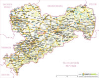 Landkarte / Straßenkarte Sachsen - Vektor Download (AI,PDF,JPG) - Gesamter Ausschnitt