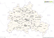 Stadtplan Berlin mit Bezirken (DIN A3) - Administrative Grenzen | PDF, SVG, AI, JPG. Karten zum Drucken und bearbeiten (editierbar). Mit Ebenen. Kostenloser Download.