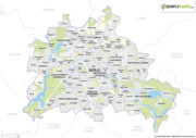 Stadtplan Berlin mit Bezirken (DIN A3) - Beschriftete Bezirke und Ortstreile / Stadtviertel | PDF, SVG, AI, JPG. Karten zum Drucken und bearbeiten (editierbar). Mit Ebenen. Kostenloser Download.