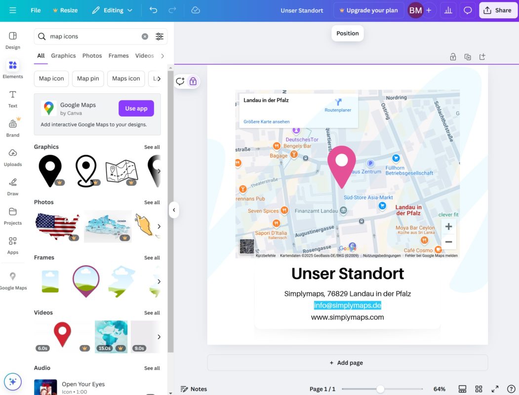 Stadtplan erstellen mit Canva - Map Icons und Google Maps App