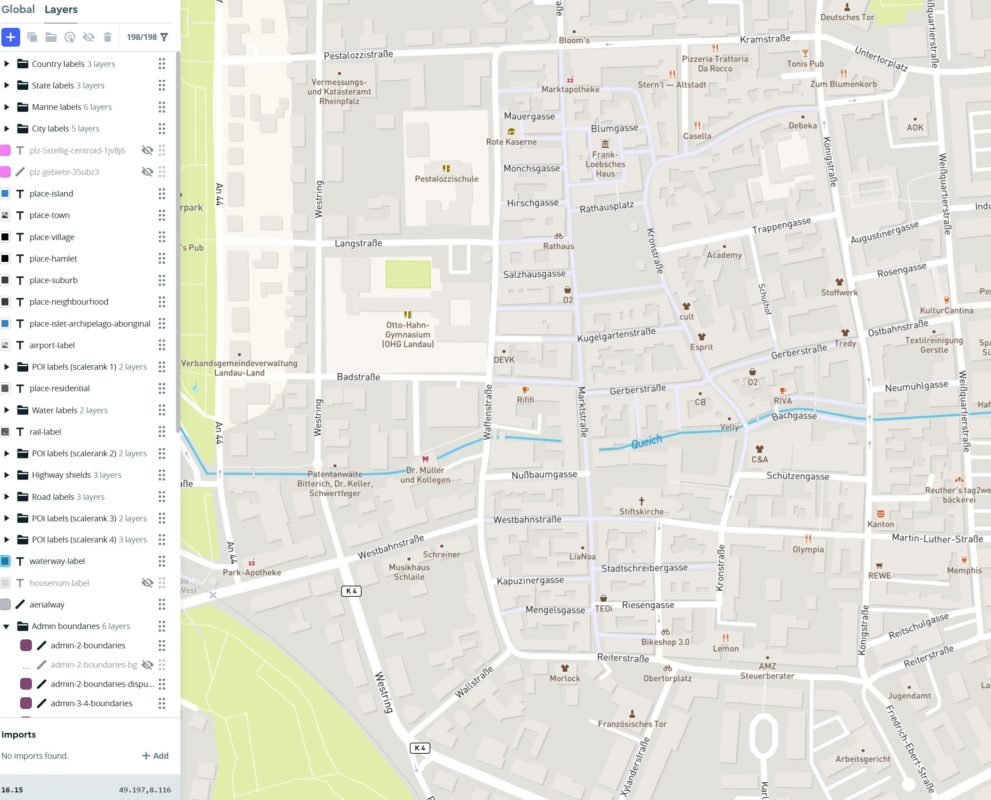 Stadtplan erstellen und editieren mit Mapbox Studio - Detailansicht